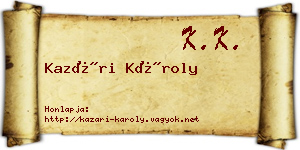Kazári Károly névjegykártya