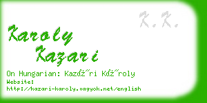 karoly kazari business card